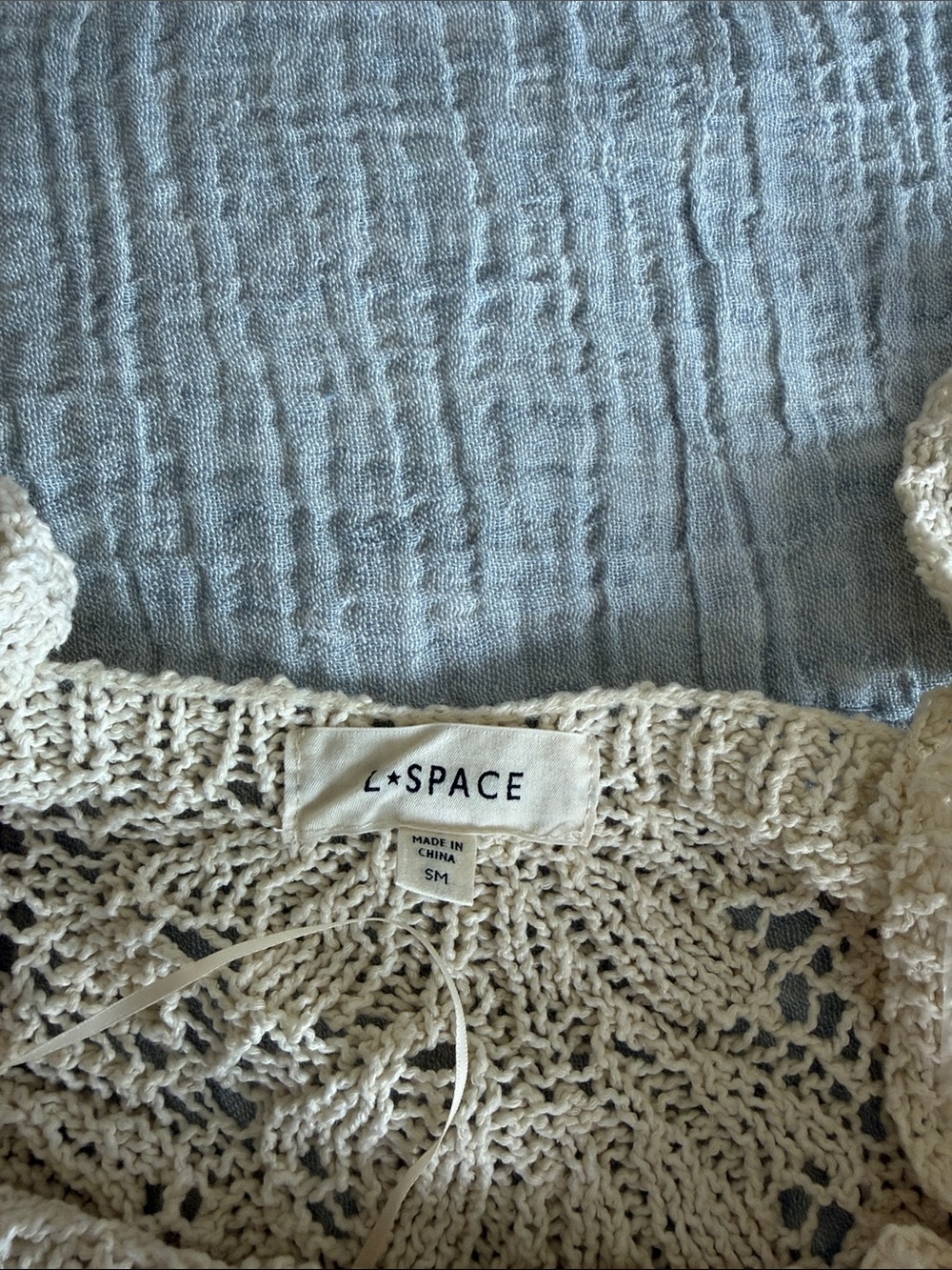 L*SPACE x HANNA MONTAZAMI Lisola Cover-Up Ivory Tapioca Size S Summer Crochet - Picture 6 of 10